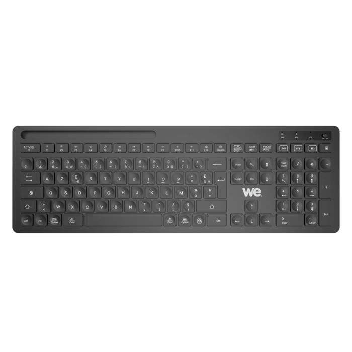 WE Clavier Bluetooth multi-appareils AZERTY sans fil pour tablette, smartphone, PC, ordinateur portable, Windows, Android, iOS Noir