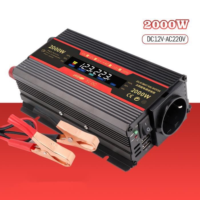 Convertisseur 12v 220v 2000W convertisseur de Tension Onduleur avec écran LCD