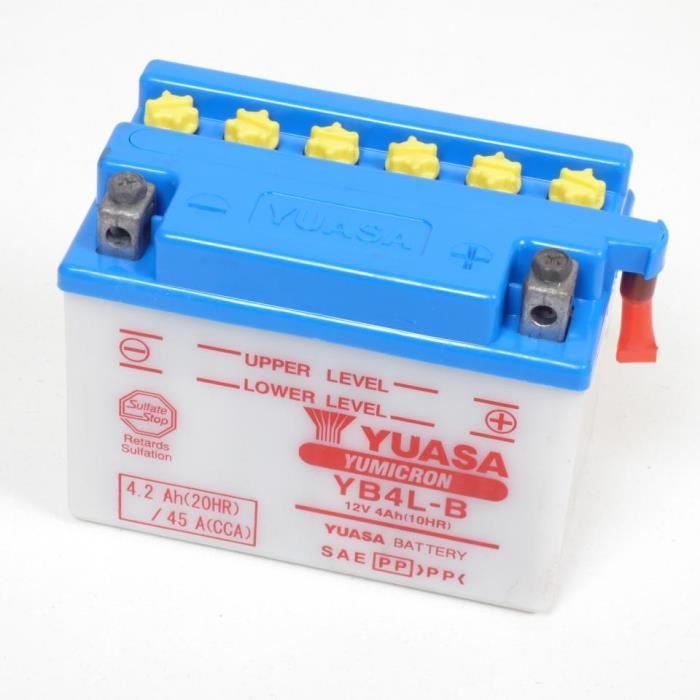 Batterie Yuasa pour Scooter MBK 50 Spirit 1996 à 2016 YB4LB / 12V 4Ah