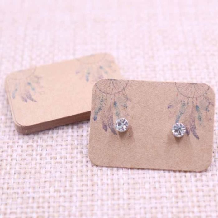 Lot De 300 Présentoirs à Bijoux En Papier Kraft – Cartes Vierges Noir 4 X 3 Cm – Supports Pour Boucles D'oreilles, Vente Marché, étalage