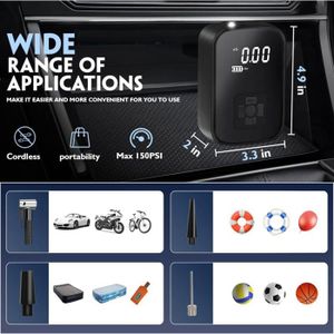 Mini Pompe à Vélo électrique 120 PSI - Manomètre LCD, Rechargeable USB-C