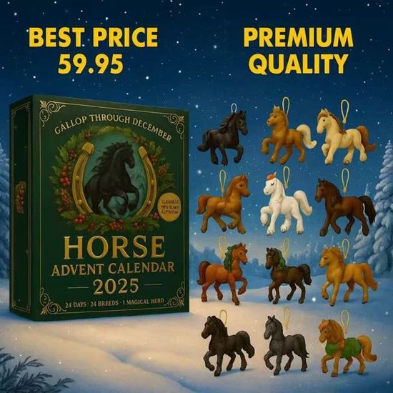 Calendrier De L'Avent Cheval 2025 - 24 Pendentifs Acrylique 2D, Décompte De Noël Pour Cavaliers Adultes, Décoration Festive