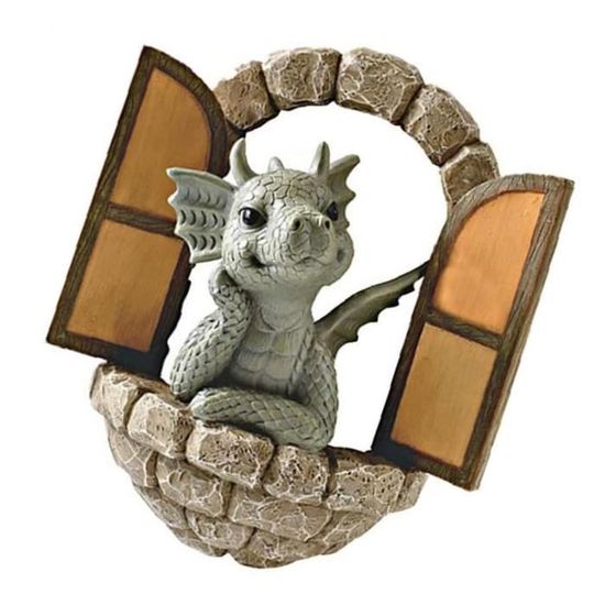 Décoration de jardin intérieur et extérieur Jardin Statue,Résine Dinosaur Ornements de Jardin,Médité Dragon Sculpture Murale Art Statuem,Figurine de jardin