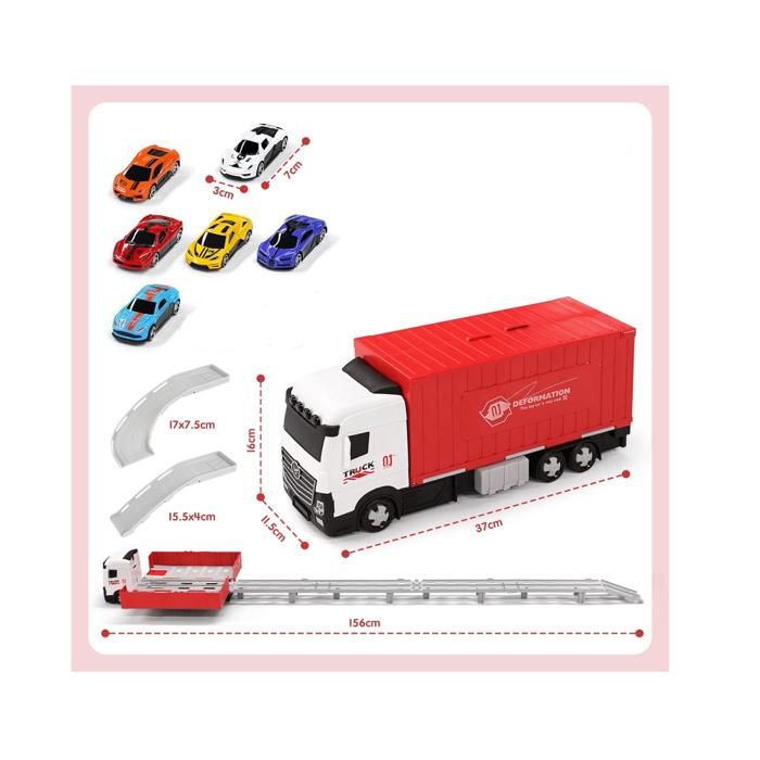 Camion De Transport Avec Circuit De Voitures – Jouet Enfant 2-6 Ans, 8 Mini Voitures Incluses