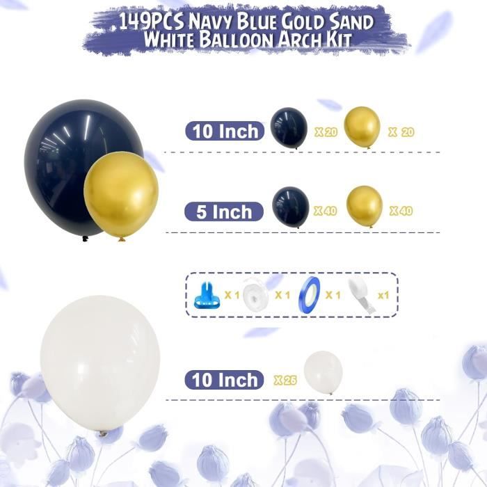 Kit 10 Ballons Bleu Marine et Blanc - Les Bambetises