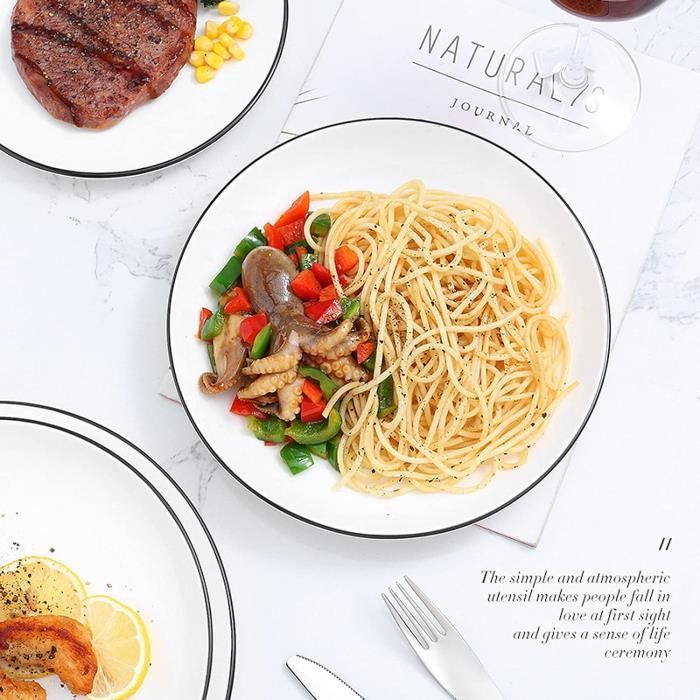 NUTRIUPS Lot de 6 assiettes carrées en céramique de 26 cm, passent au micro- ondes et au lave-vaisselle Blanc