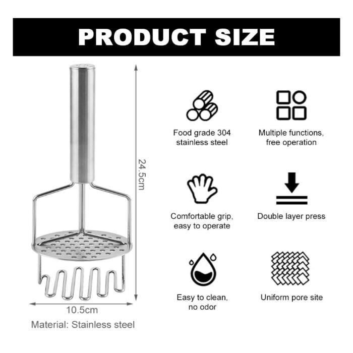 Presse Purée 24,5 Cm Acier Inoxydable Double Couche - Passe Au Lave-Vaisselle