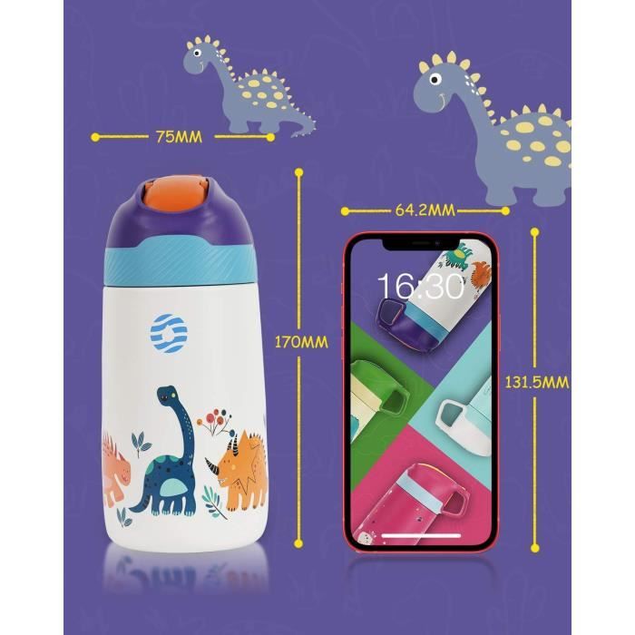 Capybala - Gourde Isotherme Enfants 500ml Avec Paille - Acier Inoxydable - Étanche Et Facile à Porter - Motifs Animaux Mignons