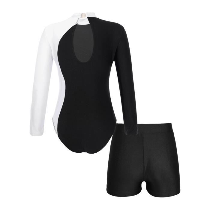 DPois Justaucorps Gymnastique Danse Fille Manches Longues Strass - 5-16 Ans