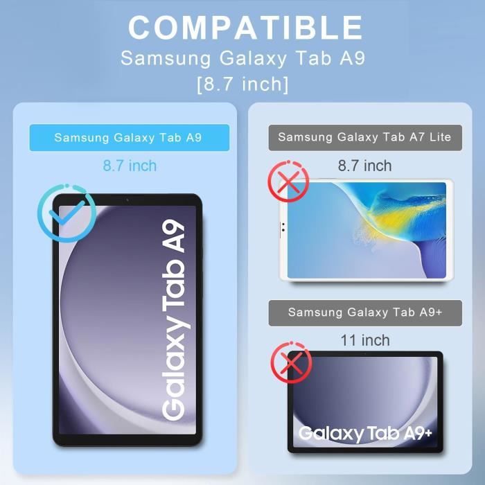 Étui à rabat magnétique antichoc pour Samsung TAB A9 Plus, housse