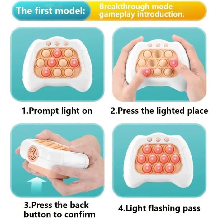Pop It électronique – Jeu De Rapidité Et Mémoire – 4 Modes : Défi, Sauvegarde, Score, Multijoueur – Silicone Doux, Volume Réglable – Piles AAA Non Incluses