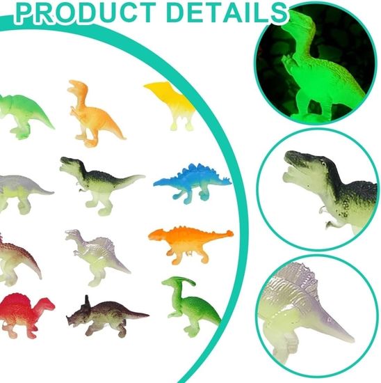 Probuk 32 Pièce Figurine Dinosaure 16 Styles Mini Brillent Dans Le Noir Figurines Dinosauresenfants Lot De Dinosaure Jouet L Amz