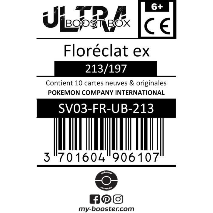 My-booster Pokémon Karten Box SV03-FR-UB-033 – 10 Französische Karten, Inkl. Victini Ex, Ultraboost Flammes Obsidiennes