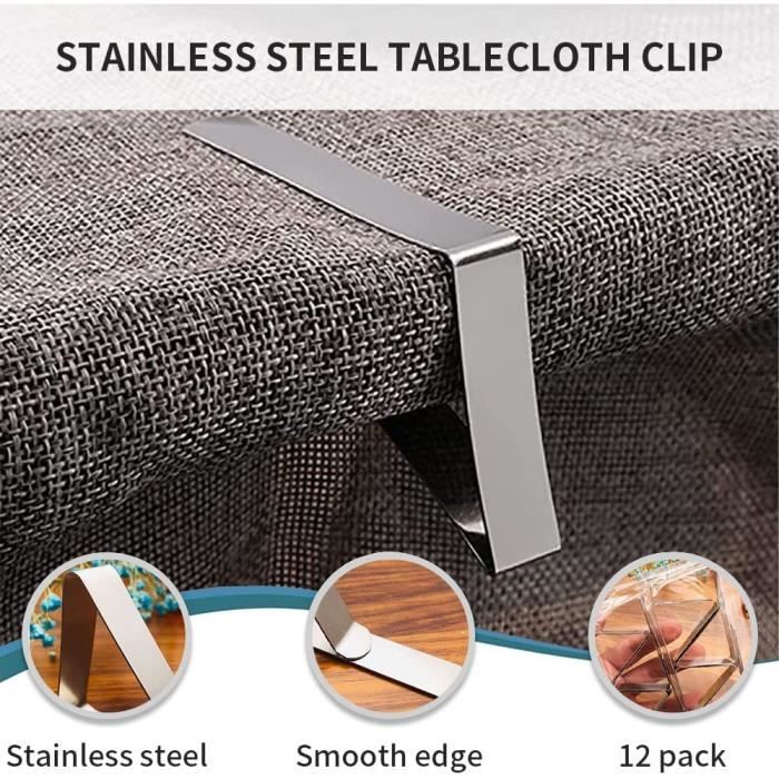 8 Pièces Pince Exterieur Inoxydable, Attache Nappe de Table Exterieur 5