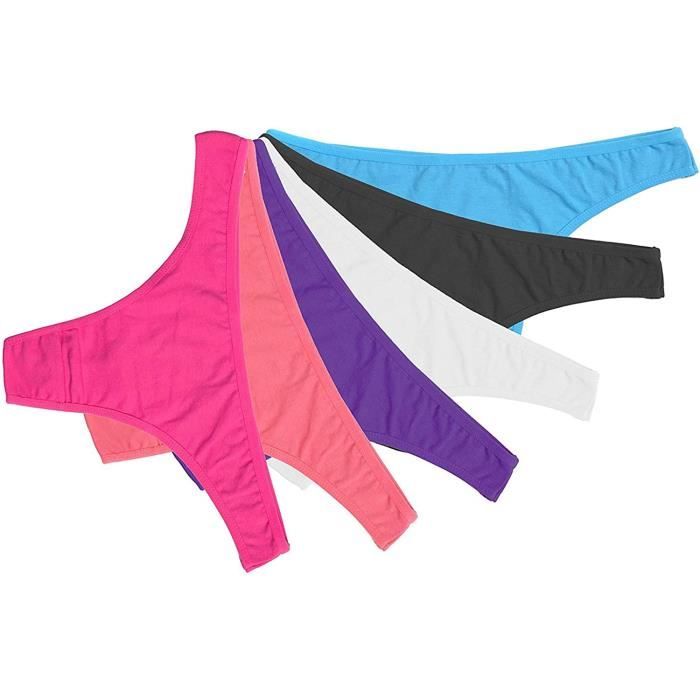 Tanga String en Coton Slips Simple et Comfortable pour Femmes Lot de 6 Blue Black White Purple Deeppink Lightsalmon Z393 Noir Cdiscount Pret a Porter
