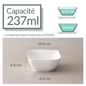 Lot De 10 Ramequins En Porcelaine De 8,9 Cm, Blancs Et Carrés élégants