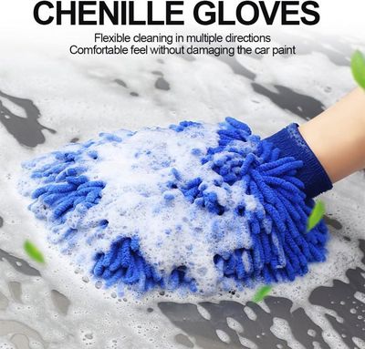 Gants De Lavage Voiture Chenille Double Face - 2 Pièces Orange | Absorbants, Sans Rayures, Pour Auto Et Maison