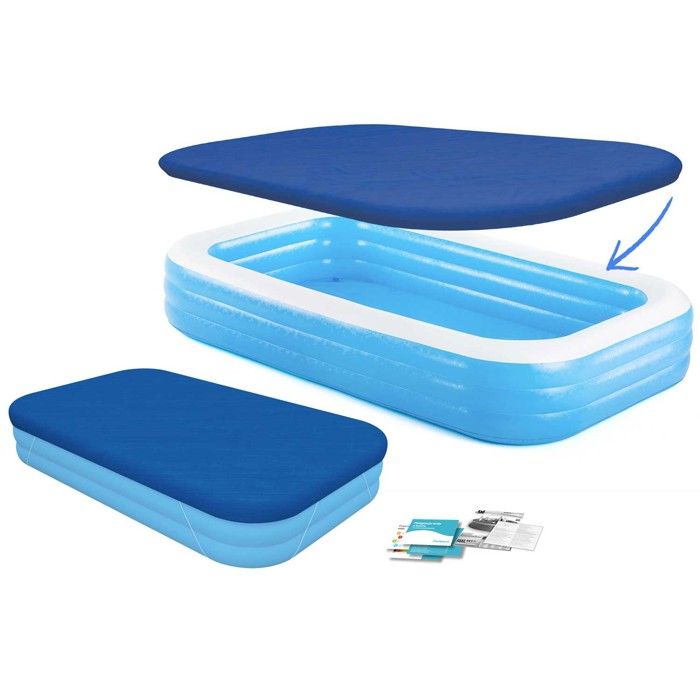 Piscine Gonflable, Pataugeoire, Rectangulaire, Grande Piscine Familiale Pour Jardin Balcon 210 Cm X 135 Cm X 60 Cm Bleu 214100487