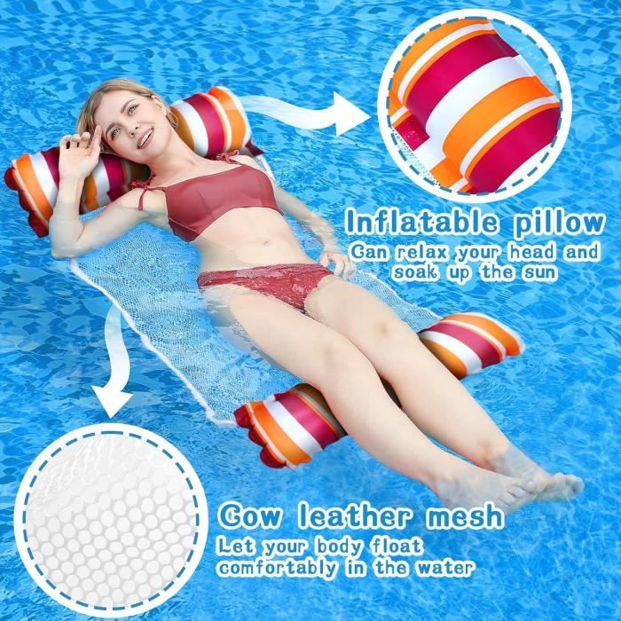 Matelas Filet Pour Piscine 160x90 Cm | Hamac Gonflable, Siège Flottant | Pour Adultes Et Enfants, Jusqu’à 200 Kg - 3
