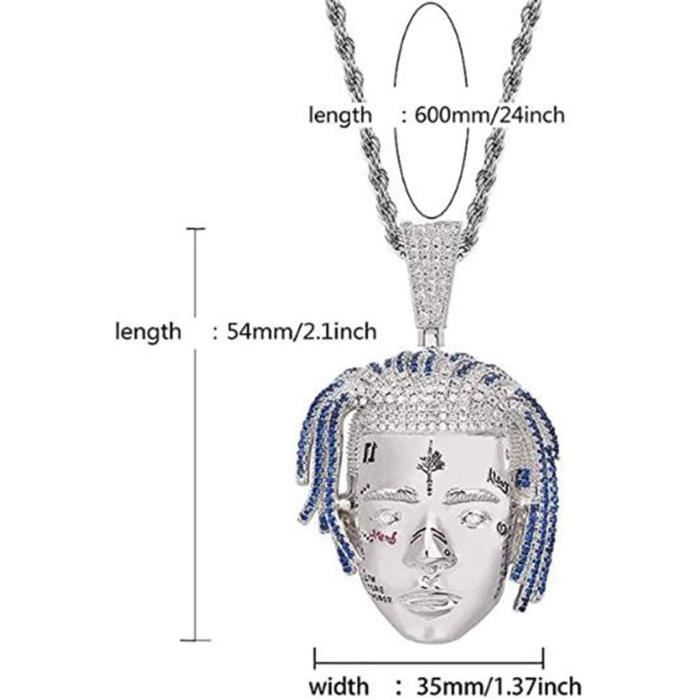 Xxxtentacion Ice Out chaine 18 carats Collier en Or avec Pendentif Unisexe Strass zircone cubique chaine pour Hommes Achat Vente sautoir et collier Xxxtentacion Ice Out chaine 18 carats Collier