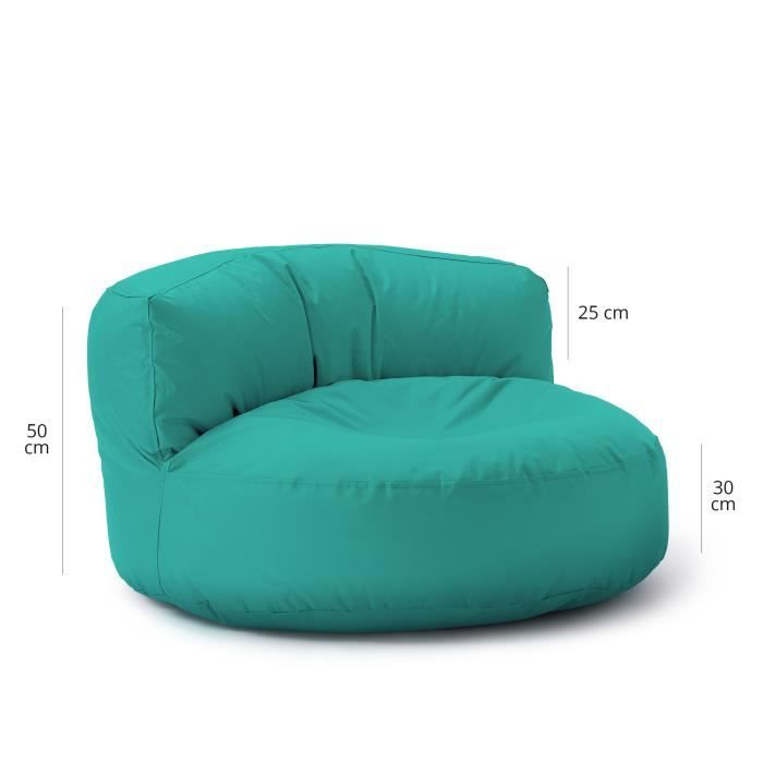 Pouf Tabouret Lumaland 25x45cm - Intérieur/Extérieur - Résistant à L'Eau - Remplissage Perles Polystyrène - Bleu Marine