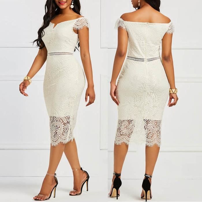Robe Robe de soir e mi longue en dentelle ajour e pour femme