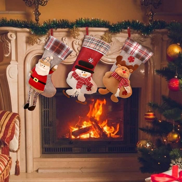 Valicaer Chaussettes De Noël,Bas De Noël à Suspendre Pour Sapin De Noël