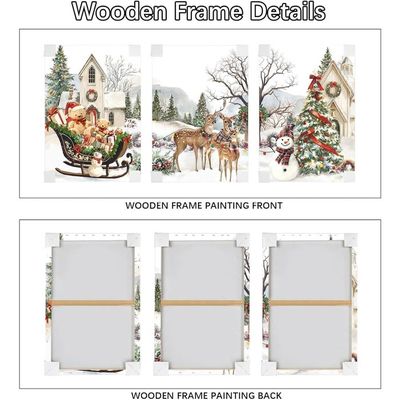 6 Pcs Toile Murale Noël Rouge Et Blanc – Arbre De Noël, Élan & Bonhomme De Neige – Impressions Festives 20x25 Cm Sans Cadre Pour Salon & Chambre