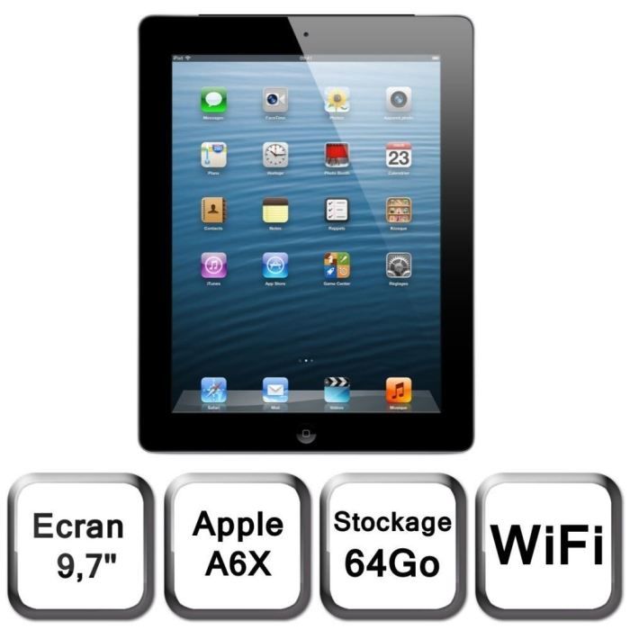 Apple iPad avec écran Retina Wi-Fi 64 Go noir Reconditionné - Apple reconditionné disponible sur Cdiscount Seconde Vie