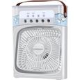 Mini ventilateur, refroidisseur d'air, 3 vitesses de ventilation, minuterie, 7 LED, fonction de variation d'intensité (blanc).