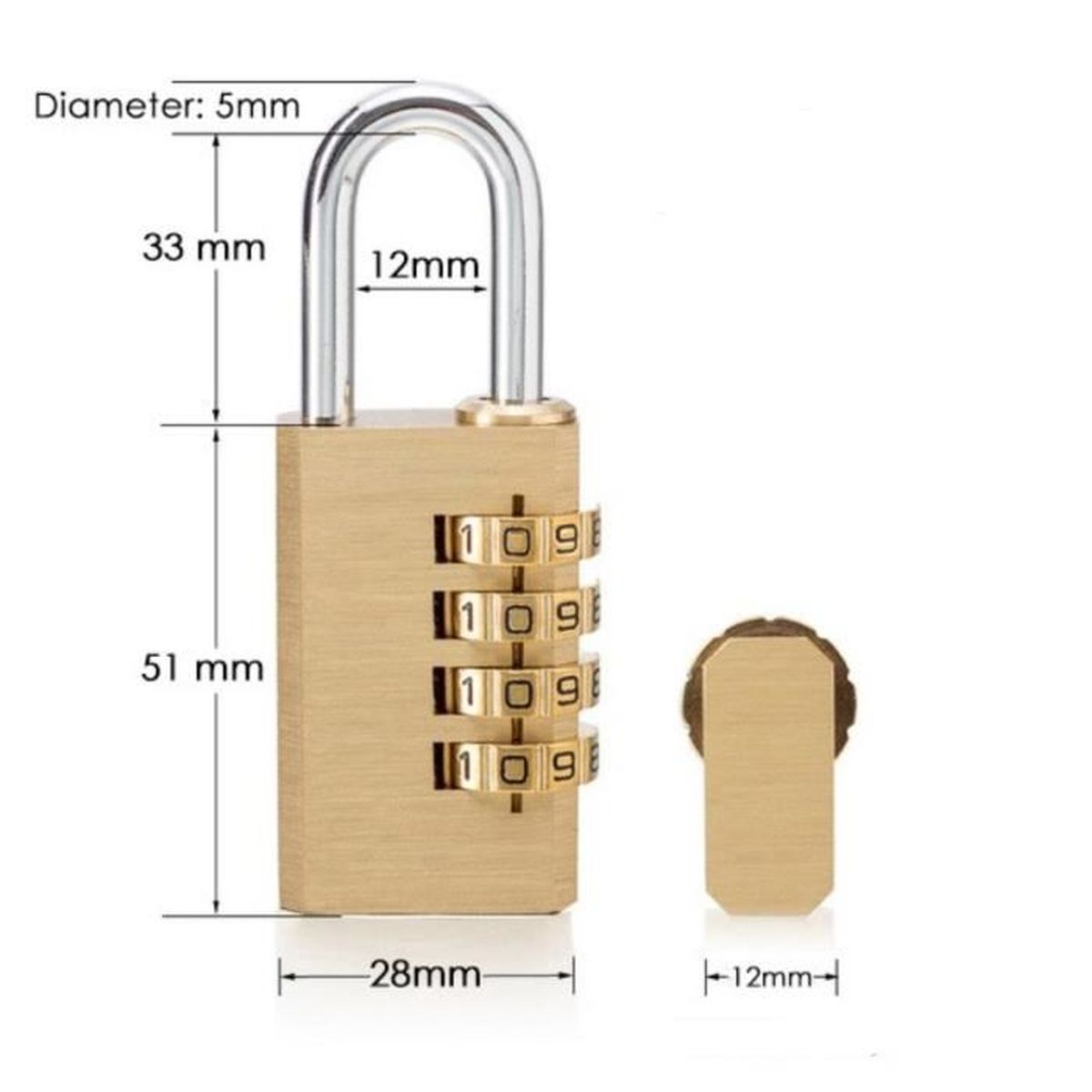 Cadenas à code 4 Chiffres Laiton massif largeur 28 mm Cdiscount Bricolage