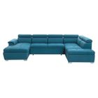 LOUNGITUDE Canapé d'Angle Panoramique Convertible en Tissu Bleu - PAOLA