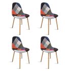 DESIGNETSAMAISON Lot de 4 chaises scandinaves tissu patchwork - Ela