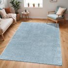 SURYA Tapis de Salon à Poils Longs Doux Shaggy Uni Chic CLAIRE 160x213cm Bleu