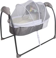 Balançoire automatique pour bébé avec tapis 5 vitesses - Balançoire électrique automatique - Jusqu'à 18 kg (gris)