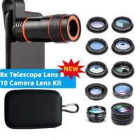 Kit d'objectif de caméra pour téléphone portable 10 en 1, pour iPhone X XS 11 6 7 8 grand Angle Macro Smartph