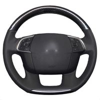 Couvre volant,housse de protection pour volant de voiture,en cuir artificiel,noir,pour citroën C4 C4L 2011 – 2015 - Add Carbon-fiber