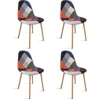 Lot de 4 chaises scandinaves tissu patchwork - Ela