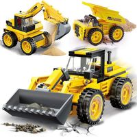 Jouet de construction technique - HOGOKIDS - Bulldozer, Benne et Excavatrice - 203 PCS - Pour enfant de 6+ ans