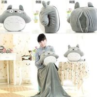 Ywei ronde Totoro poupée oreiller 33 * 38cm, couverture 100 * 80cm bébé couverture mignon jouets en peluche cadeau de Noël Adulte C