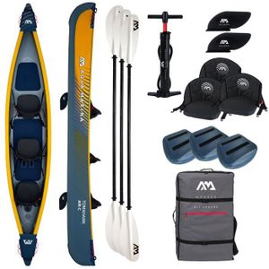 KAYAK Kayak gonflable 3 places Aqua Marina Tomahawk AIR-C - Jaune olive - avec 3 pagaies de kayak
