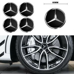 MOYEU DE ROUE Lot de 4 Cache Moyeu de Roue 60mm Noir Modifiés pour Jante Mercedes  - Logo Mercedes Benz