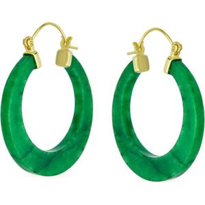 Boucles d'oreilles pierre verte clair (plaqué or), HO - Jollia