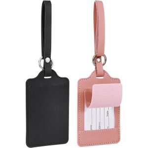 Étiquettes Bagages En Cuir PU - Antiperte - Avec Trou Ergonomique - Pour Valises - 12x7 Cm - 13