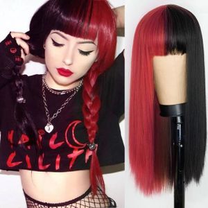 Perruque Femme,Deesos Cosplay Perruques Anime Perruque Fantaisie Robe Perruques Cosplay Costume Dames Longue Perruque Fris/ée Rouge