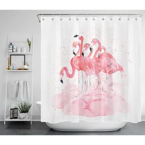 Tropical Floral Feuilles et Flamingo oiseau Tissu rideau de douche 84" Extra Long 