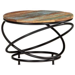 TABLE BASSE Table basse - Bois de récupération massif - Rectangulaire - Marron - 60x60x40 cm