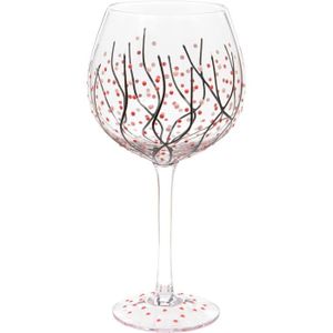 GIN 470241 Hand Painted Red Dots And Lines Gin Glass 6