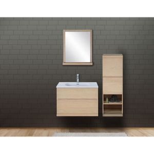 Glossy Meuble De Salle De Bain Simple Vasque L 80cm Gris Clair Laque Brillant Cdiscount Maison