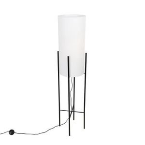 LAMPADAIRE Lampadaire design abat-jour en lin noir blanc - Ri